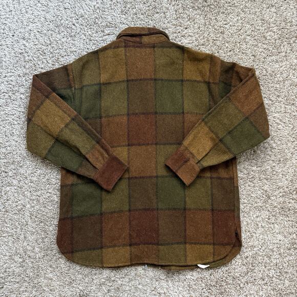 50’s Vintage 5 Brother Union Made Thick Wool Brown Flannel Button Shirt Size L - Picture 2 of 9